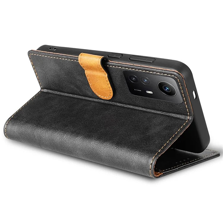 N.BEKUS CSJ-001 For Xiaomi Redmi Note 12S 4G Case Solid Color Wallet Phone Leather Cover