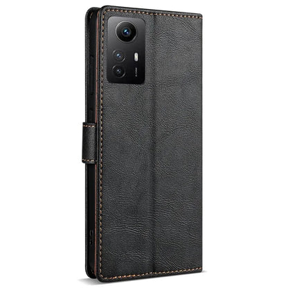 N.BEKUS CSJ-001 For Xiaomi Redmi Note 12S 4G Case Solid Color Wallet Phone Leather Cover