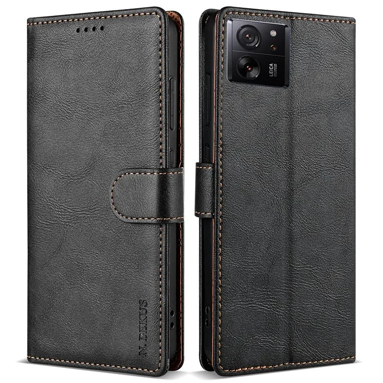 N.BEKUS CSJ-001 For Xiaomi 13T / 13T Pro Wallet Phone Case Solid Color Leather Flip Cover