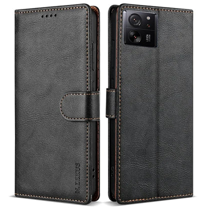 N.BEKUS CSJ-001 For Xiaomi 13T / 13T Pro Wallet Phone Case Solid Color Leather Flip Cover