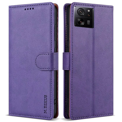 N.BEKUS CSJ-001 For Xiaomi 13T / 13T Pro Wallet Phone Case Solid Color Leather Flip Cover