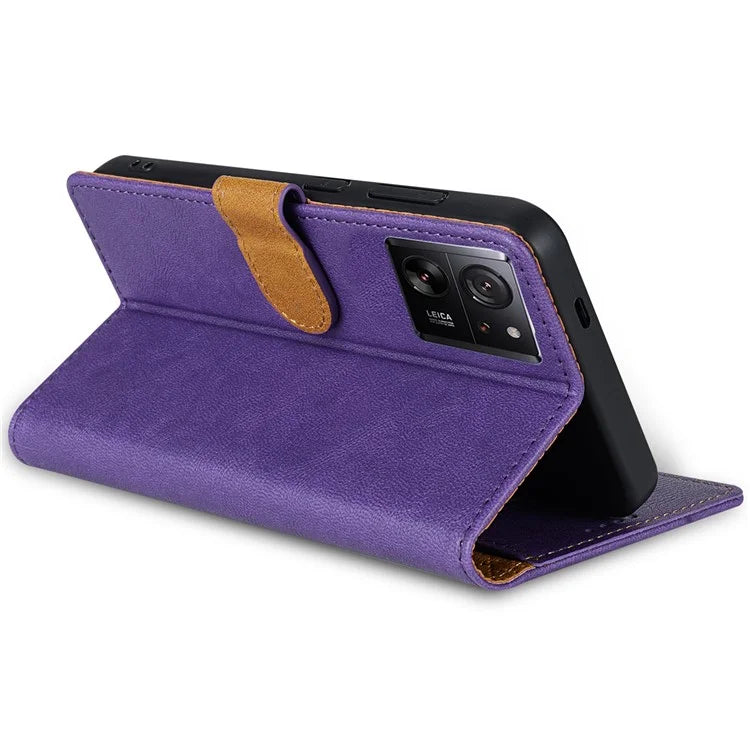 N.BEKUS CSJ-001 For Xiaomi 13T / 13T Pro Wallet Phone Case Solid Color Leather Flip Cover