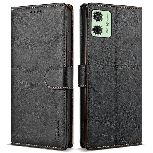 N.BEKUS CSJ-001 For Motorola Moto G54 5G Case Flip Folio Stand View Leather Phone Cover