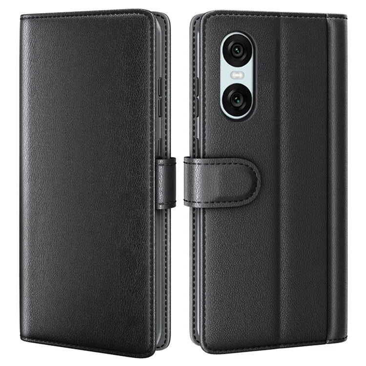 For Sony Xperia 10 VI Case Wallet Genuine Split Leather Phone Cover