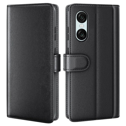 For Sony Xperia 10 VI Case Wallet Genuine Split Leather Phone Cover