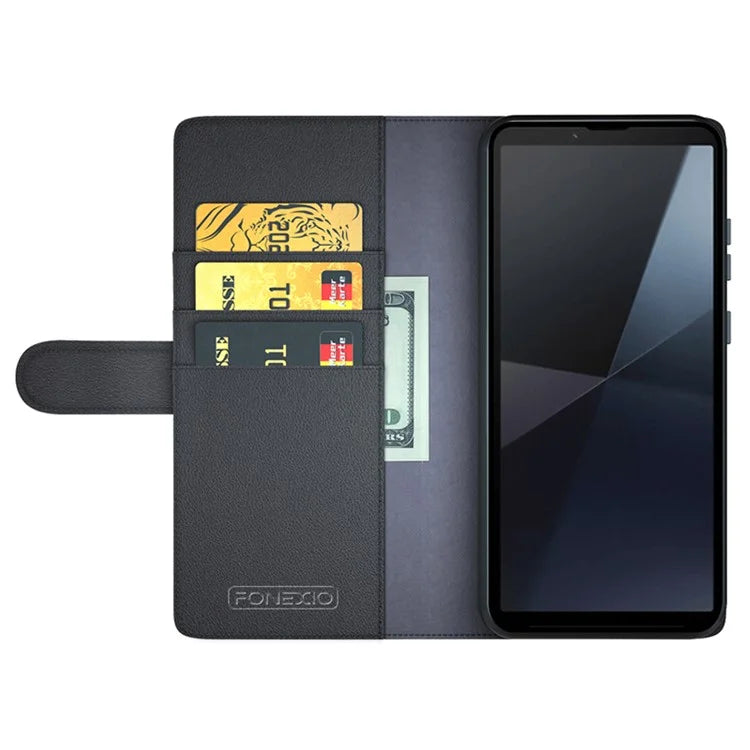 For Sony Xperia 10 VI Case Wallet Genuine Split Leather Phone Cover