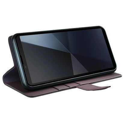 For Sony Xperia 10 VI Case Wallet Genuine Split Leather Phone Cover