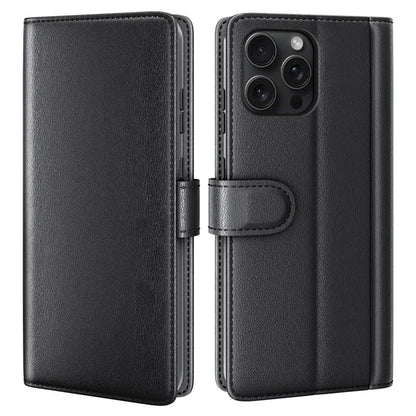 For iPhone 16 Pro Case Wallet Folding Stand Genuine Split Leather Phone Cover