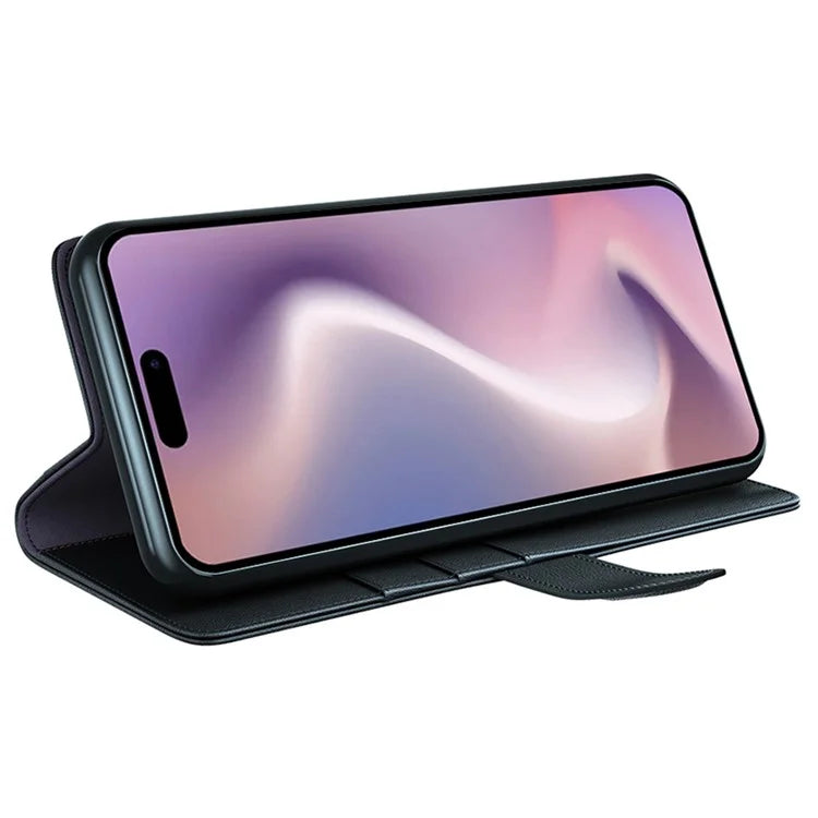 For iPhone 16 Pro Case Wallet Folding Stand Genuine Split Leather Phone Cover