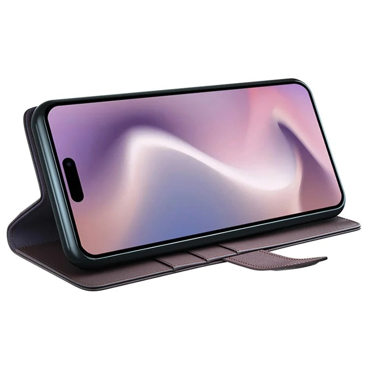 For iPhone 16 Pro Case Wallet Folding Stand Genuine Split Leather Phone Cover