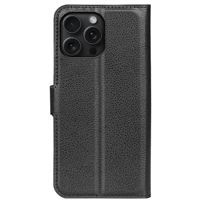 For iPhone 16 Pro Max Wallet Case Litchi Texture Phone Leather Cover