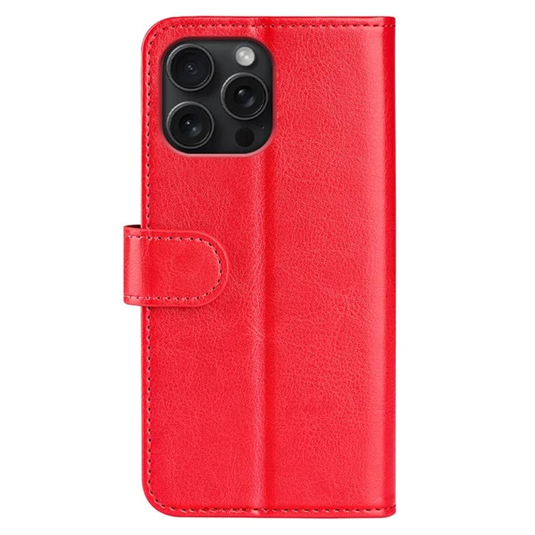 For iPhone 16 Pro Max Case Magnetic Closure Crazy Horse Texture Leather Phone Cover