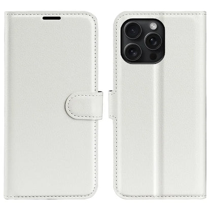 For iPhone 16 Pro Wallet Case Litchi Texture Phone Leather Cover