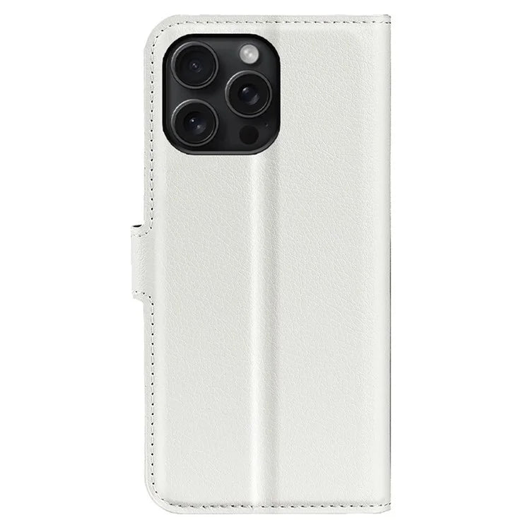 For iPhone 16 Pro Wallet Case Litchi Texture Phone Leather Cover