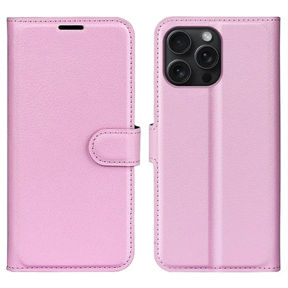 For iPhone 16 Pro Wallet Case Litchi Texture Phone Leather Cover