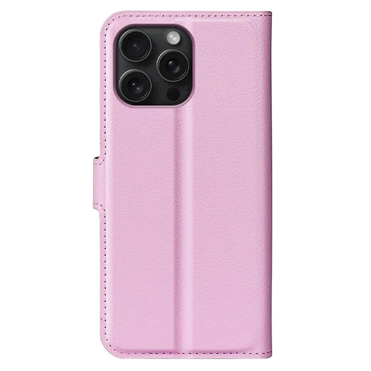 For iPhone 16 Pro Wallet Case Litchi Texture Phone Leather Cover