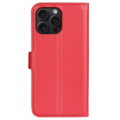For iPhone 16 Pro Wallet Case Litchi Texture Phone Leather Cover