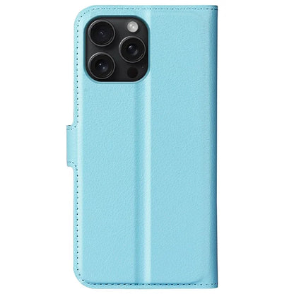 For iPhone 16 Pro Wallet Case Litchi Texture Phone Leather Cover