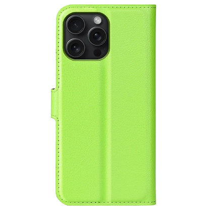 For iPhone 16 Pro Wallet Case Litchi Texture Phone Leather Cover