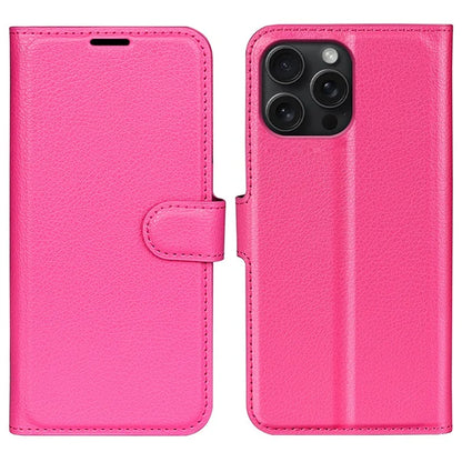 For iPhone 16 Pro Wallet Case Litchi Texture Phone Leather Cover