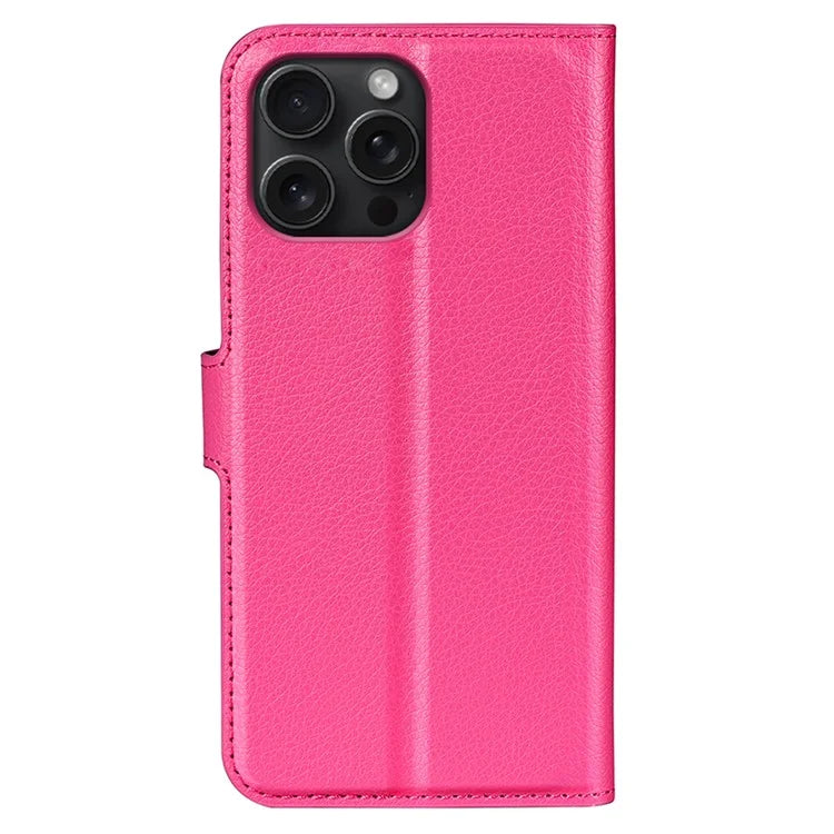 For iPhone 16 Pro Wallet Case Litchi Texture Phone Leather Cover