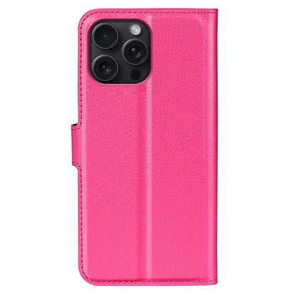 For iPhone 16 Pro Wallet Case Litchi Texture Phone Leather Cover