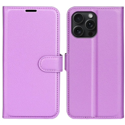 For iPhone 16 Pro Wallet Case Litchi Texture Phone Leather Cover