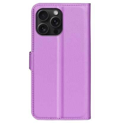 For iPhone 16 Pro Wallet Case Litchi Texture Phone Leather Cover