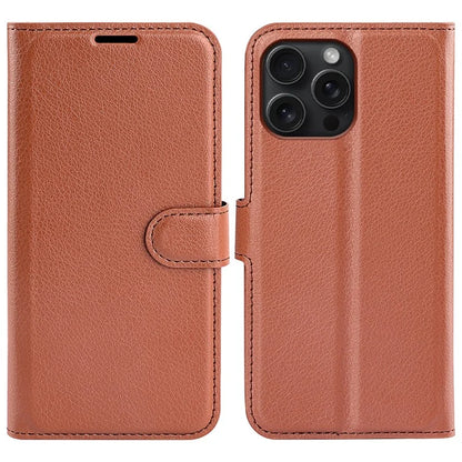 For iPhone 16 Pro Wallet Case Litchi Texture Phone Leather Cover