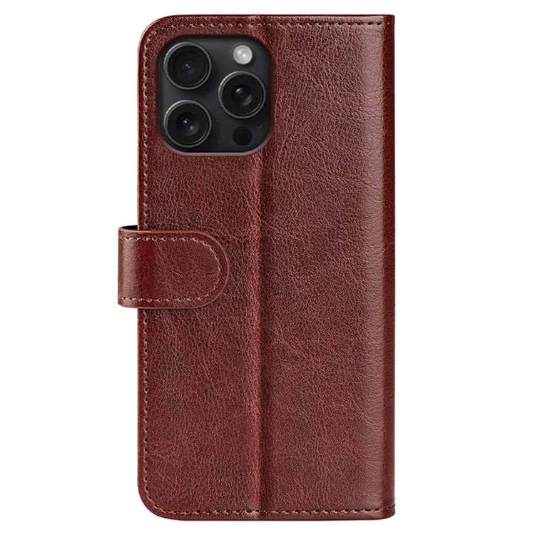 For iPhone 16 Pro Case Magnetic Closure Crazy Horse Texture Leather Phone Cover
