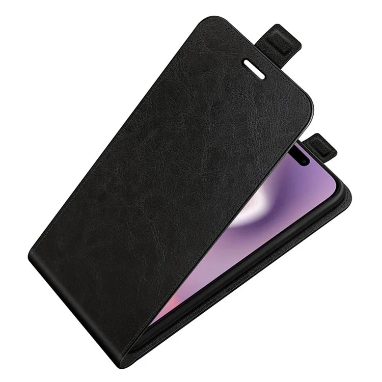 For iPhone 16 Pro Case Crazy Horse Texture Vertical Flip Leather Phone Cover