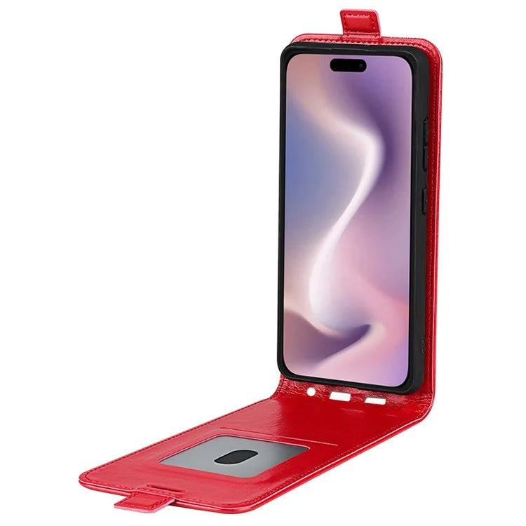 For iPhone 16 Pro Case Crazy Horse Texture Vertical Flip Leather Phone Cover