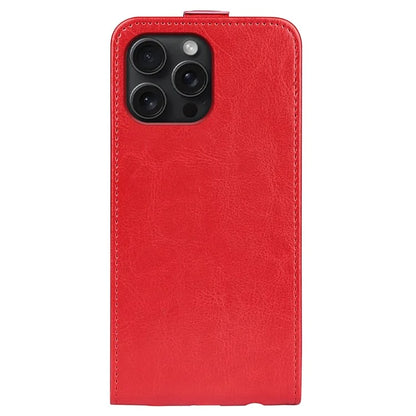 For iPhone 16 Pro Case Crazy Horse Texture Vertical Flip Leather Phone Cover