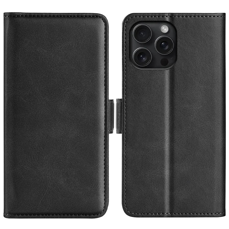 For iPhone 16 Pro Case Leather Wallet Folio Flip Protective Phone Cover