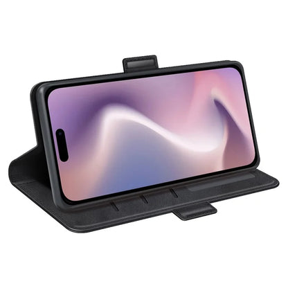 For iPhone 16 Pro Case Leather Wallet Folio Flip Protective Phone Cover