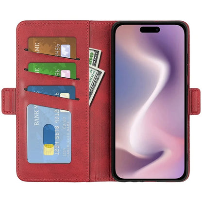 For iPhone 16 Pro Case Leather Wallet Folio Flip Protective Phone Cover