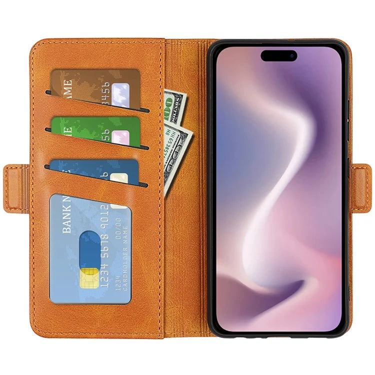 For iPhone 16 Pro Case Leather Wallet Folio Flip Protective Phone Cover