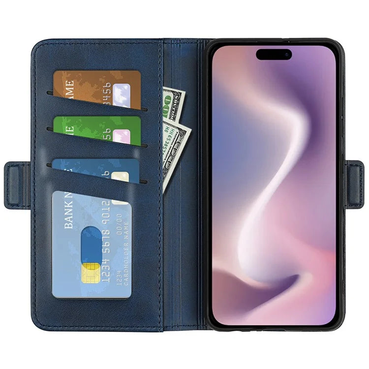 For iPhone 16 Pro Case Leather Wallet Folio Flip Protective Phone Cover