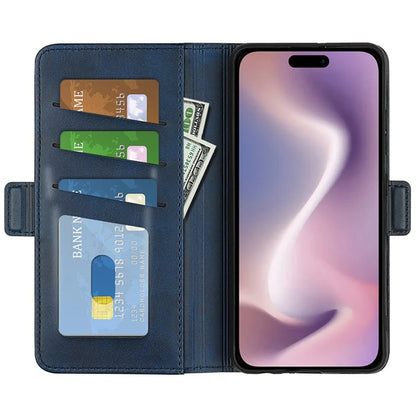 For iPhone 16 Pro Case Leather Wallet Folio Flip Protective Phone Cover
