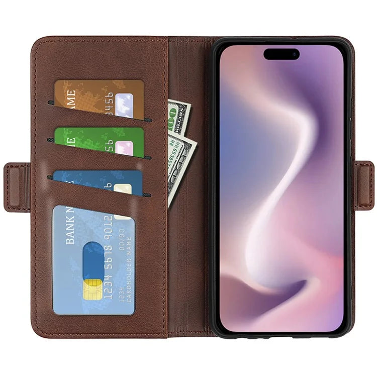 For iPhone 16 Pro Case Leather Wallet Folio Flip Protective Phone Cover