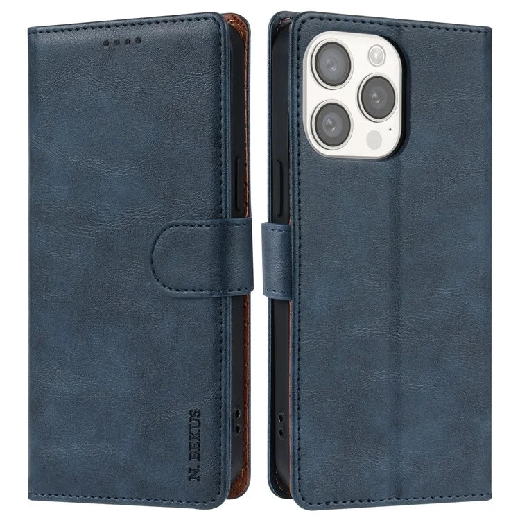 N.BEKUS CSJ-001 For iPhone 13 Pro Wallet Case Solid Color Leather Phone Cover