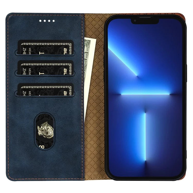 N.BEKUS CSJ-001 For iPhone 13 Pro Wallet Case Solid Color Leather Phone Cover