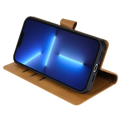 N.BEKUS CSJ-001 For iPhone 13 Pro Wallet Case Solid Color Leather Phone Cover