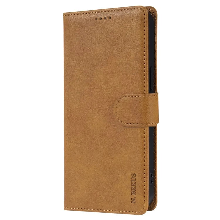 N.BEKUS CSJ-001 For iPhone 13 Pro Wallet Case Solid Color Leather Phone Cover