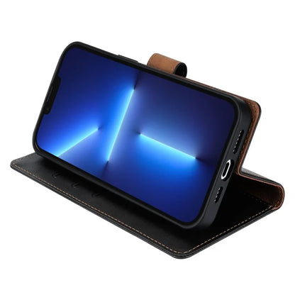 N.BEKUS CSJ-001 For iPhone 13 Pro Wallet Case Solid Color Leather Phone Cover