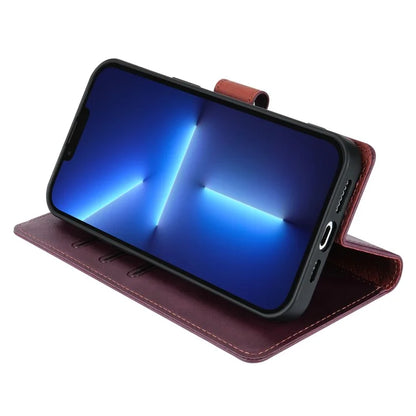 N.BEKUS CSJ-001 For iPhone 13 Pro Wallet Case Solid Color Leather Phone Cover