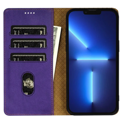 N.BEKUS CSJ-001 For iPhone 13 Pro Wallet Case Solid Color Leather Phone Cover