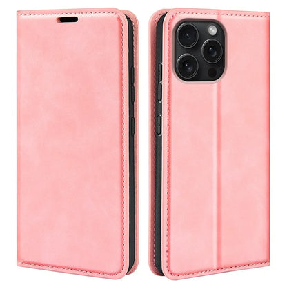 For iPhone 16 Pro Case PU Leather Wallet Folio Flip Phone Cover