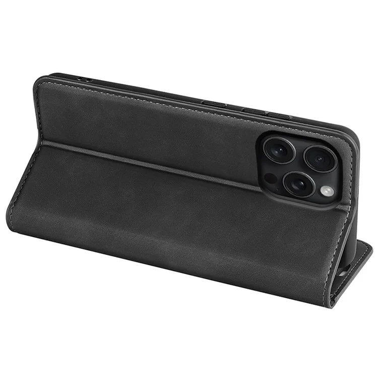 For iPhone 16 Pro Case PU Leather Wallet Folio Flip Phone Cover