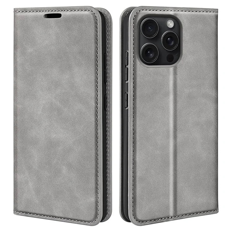 For iPhone 16 Pro Case PU Leather Wallet Folio Flip Phone Cover